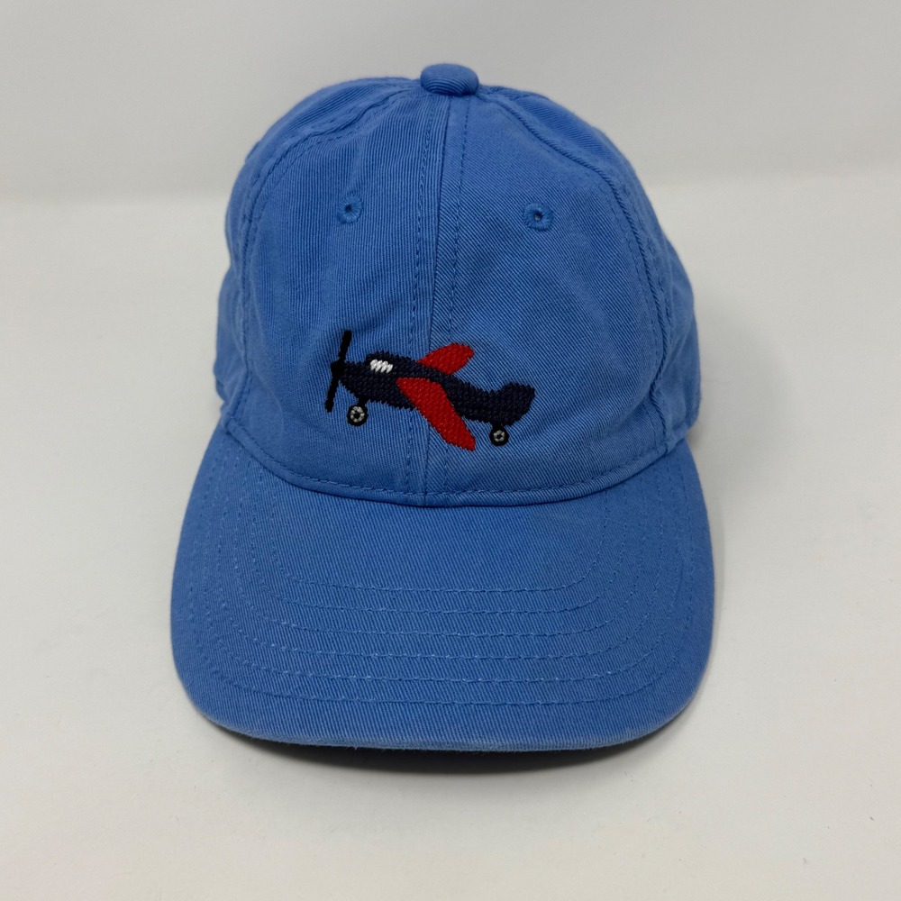 Harding Lane Kids Blue Cotton Airplane Embroidered Strapback Baseball Hat Cap